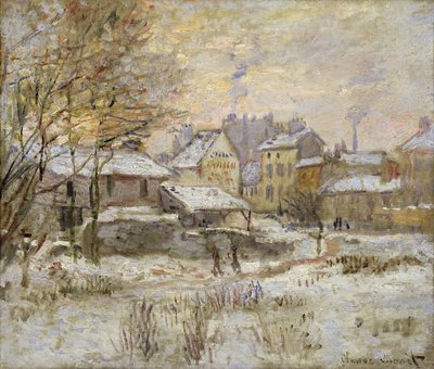 Sneeuweffect met ondergaande zon, 1875 door Claude Monet